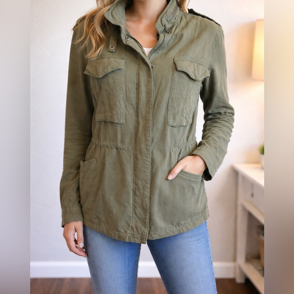 Thread & Supply Olive Green Utility light Jacket with Front Pockets